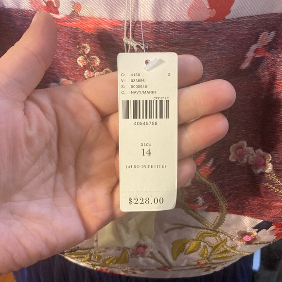 moulinette soeurs ANTHROPOLOGY embroidered size 14 navy blue A-line dress - Picture 4 of 12